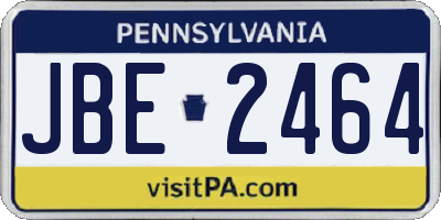PA license plate JBE2464