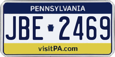 PA license plate JBE2469