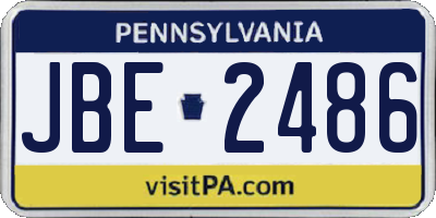 PA license plate JBE2486
