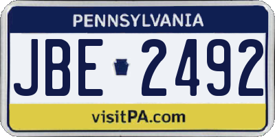 PA license plate JBE2492