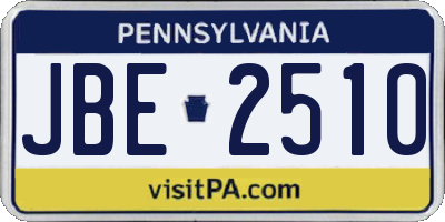 PA license plate JBE2510