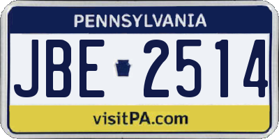 PA license plate JBE2514
