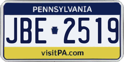 PA license plate JBE2519