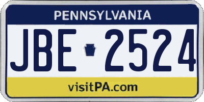 PA license plate JBE2524