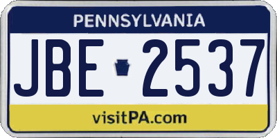 PA license plate JBE2537