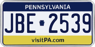 PA license plate JBE2539