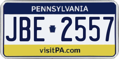 PA license plate JBE2557