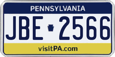 PA license plate JBE2566