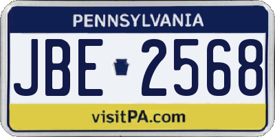 PA license plate JBE2568