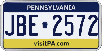 PA license plate JBE2572