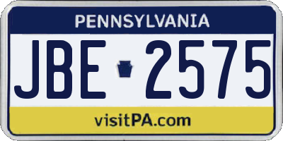 PA license plate JBE2575