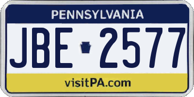 PA license plate JBE2577