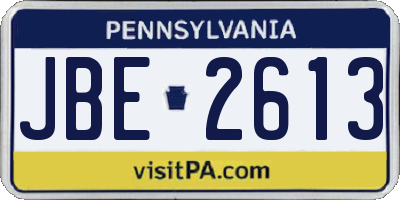 PA license plate JBE2613