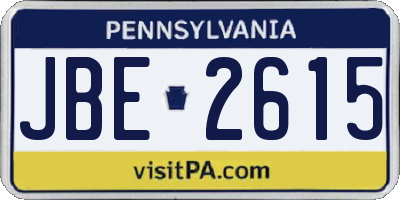 PA license plate JBE2615