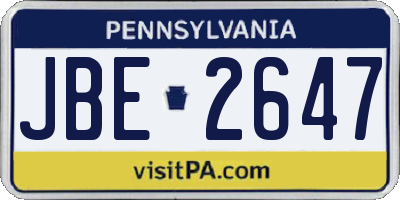 PA license plate JBE2647