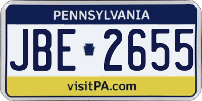 PA license plate JBE2655