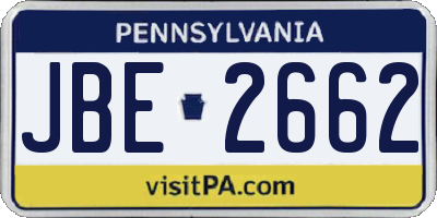 PA license plate JBE2662