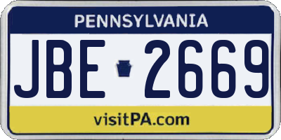 PA license plate JBE2669