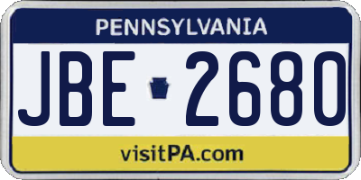 PA license plate JBE2680