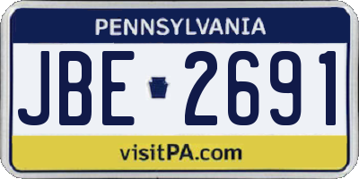 PA license plate JBE2691