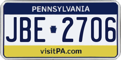 PA license plate JBE2706
