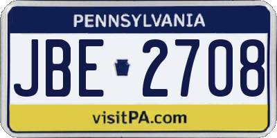 PA license plate JBE2708