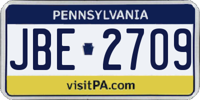 PA license plate JBE2709