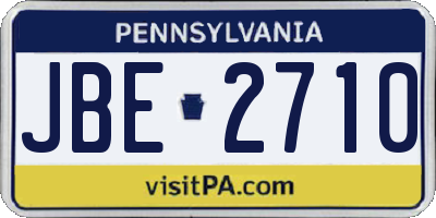 PA license plate JBE2710