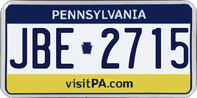 PA license plate JBE2715