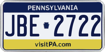 PA license plate JBE2722