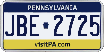 PA license plate JBE2725