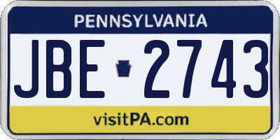 PA license plate JBE2743