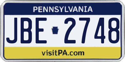 PA license plate JBE2748