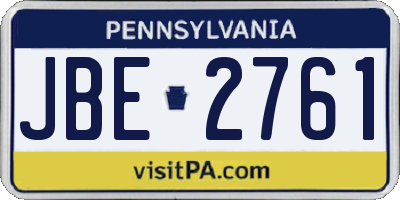 PA license plate JBE2761