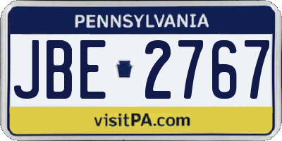 PA license plate JBE2767