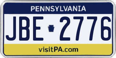 PA license plate JBE2776