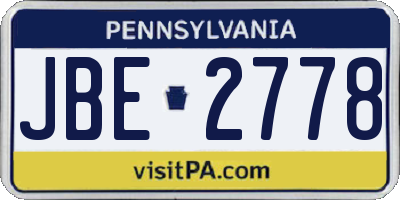 PA license plate JBE2778