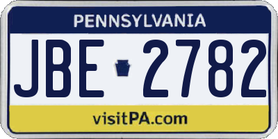 PA license plate JBE2782