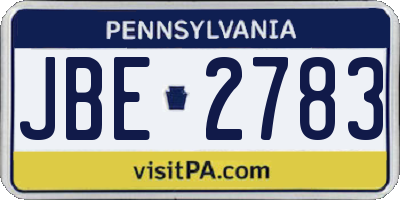 PA license plate JBE2783