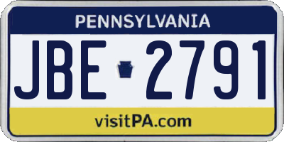 PA license plate JBE2791