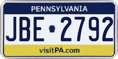 PA license plate JBE2792