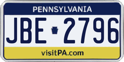 PA license plate JBE2796