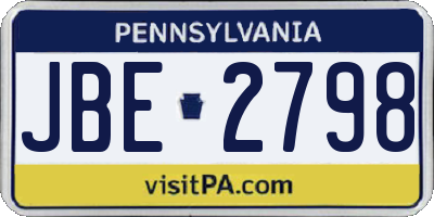 PA license plate JBE2798