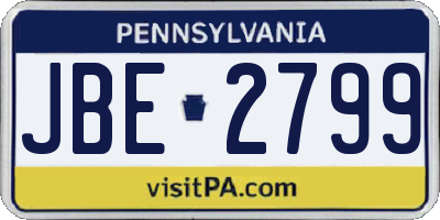 PA license plate JBE2799