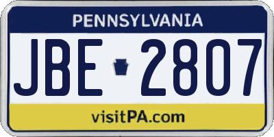 PA license plate JBE2807