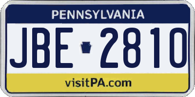 PA license plate JBE2810