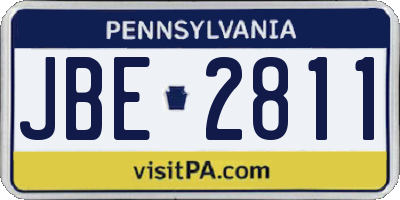 PA license plate JBE2811