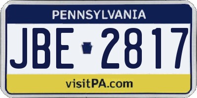 PA license plate JBE2817
