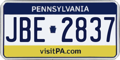 PA license plate JBE2837