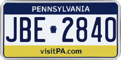 PA license plate JBE2840